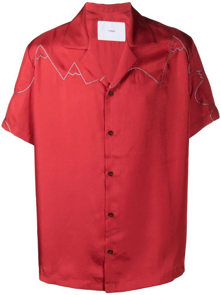 stitch-embellished bowling shirt