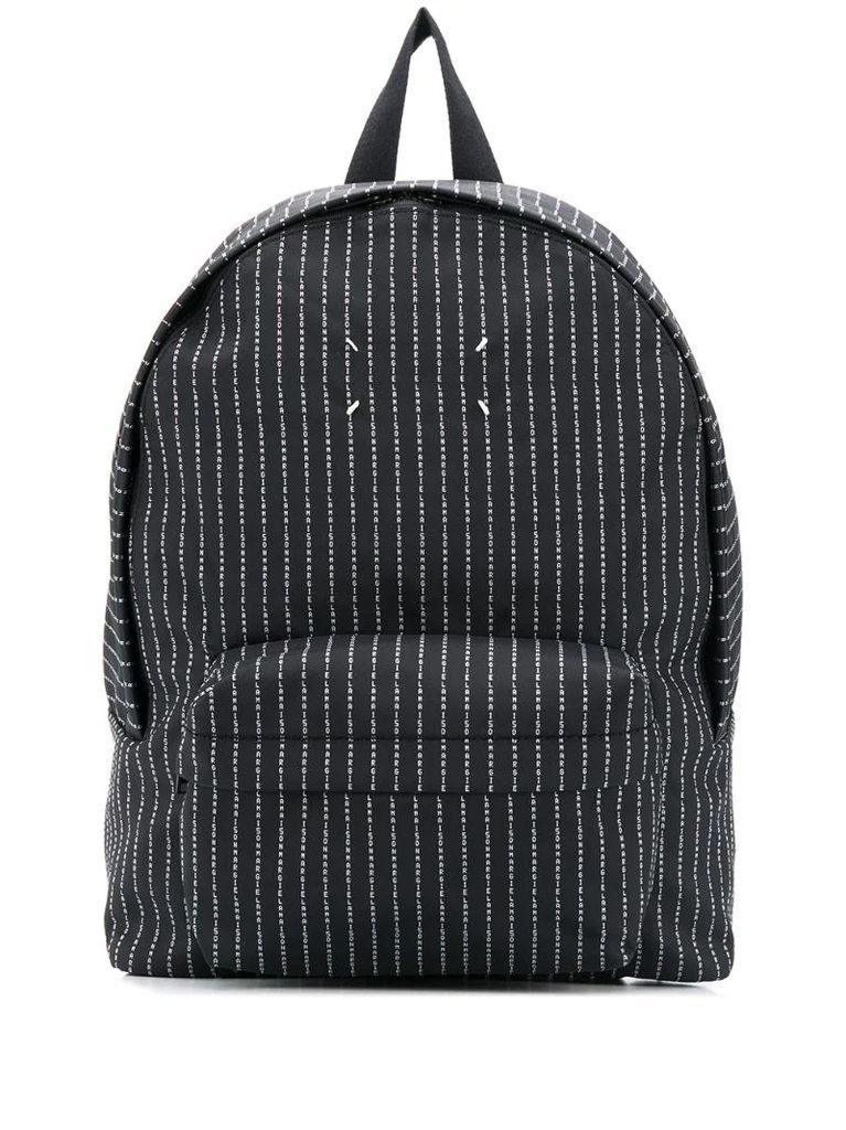 striped logo print backpack
