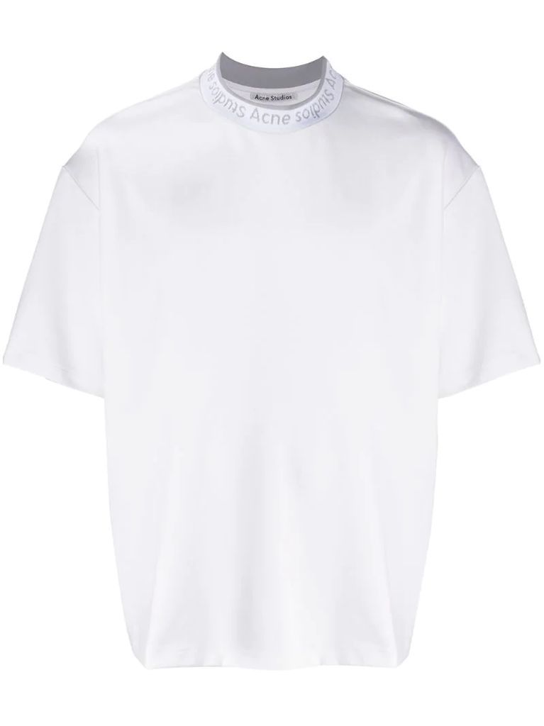 logo-neck oversized T-shirt