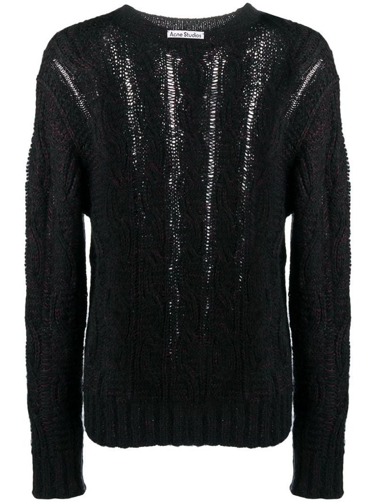 cable knit crew neck jumper