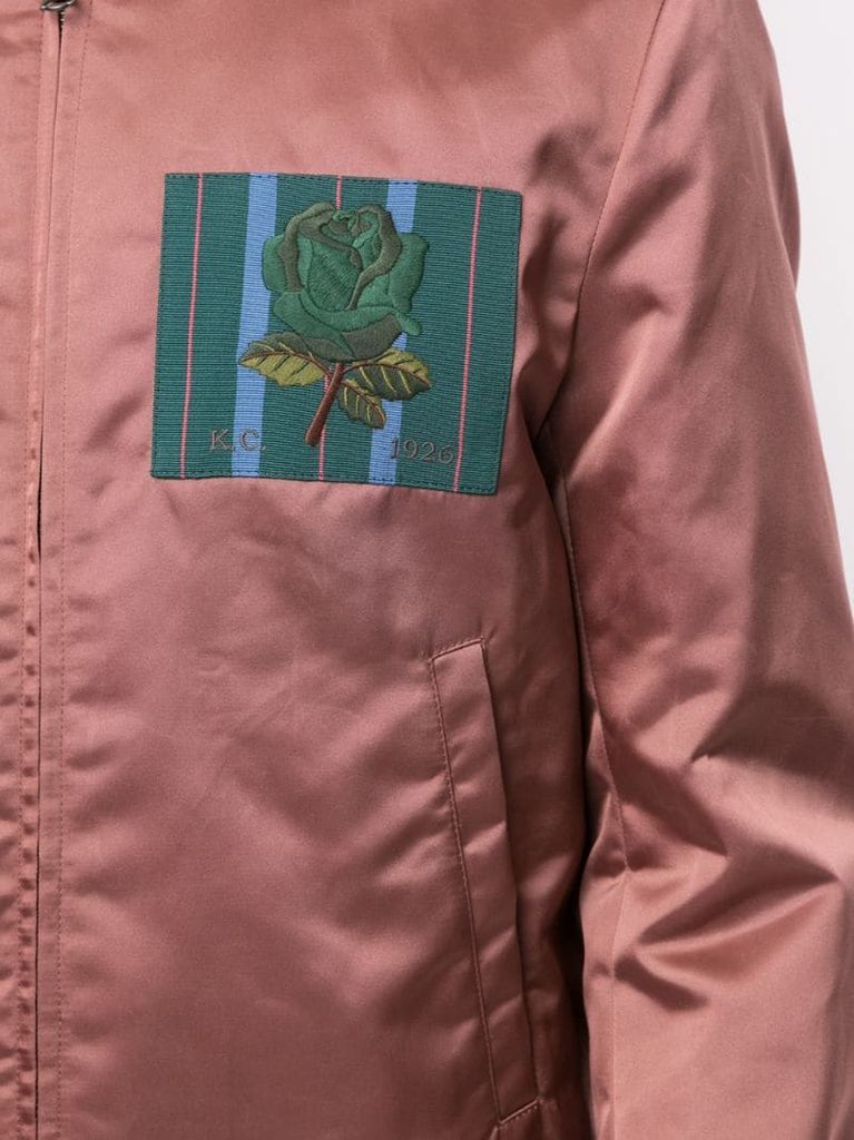 rose motif bomber jacket