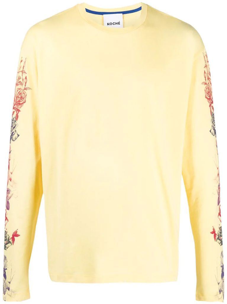 floral-print cotton T-shirt