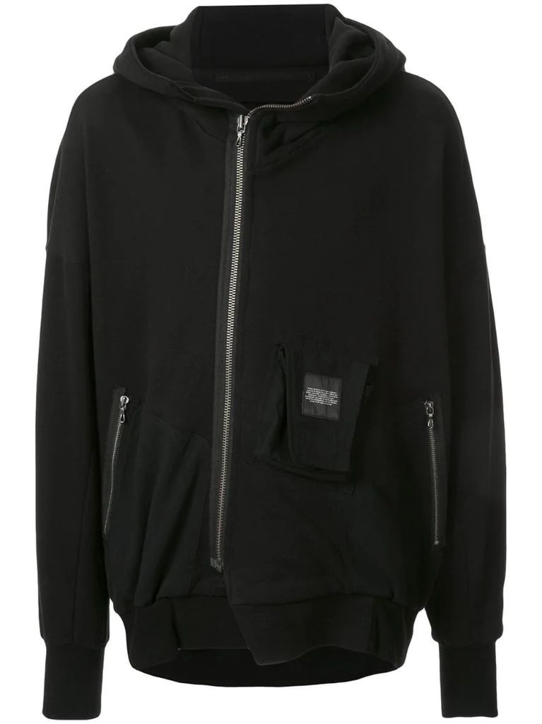 asymmetric zipped hoodie