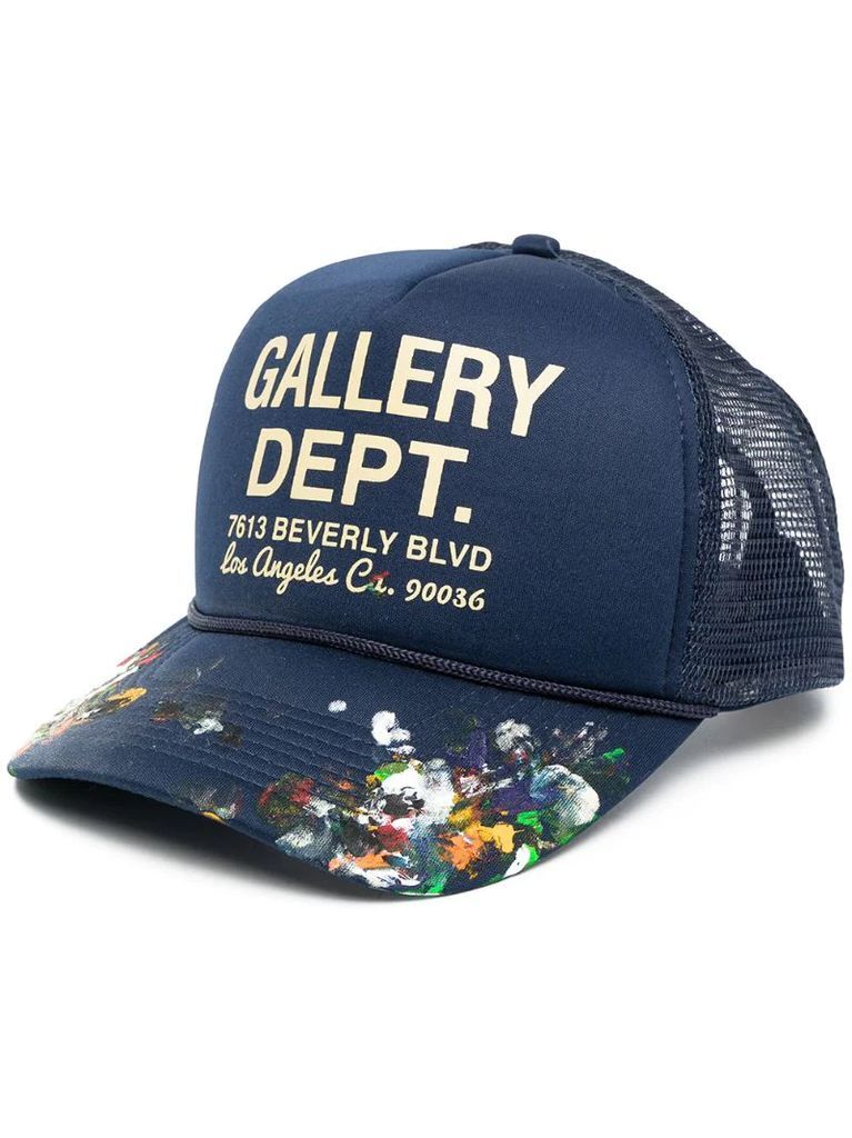paint-effect logo-print baseball cap