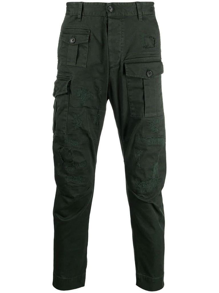distressed cargo trousers