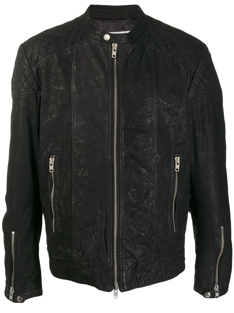 zipped biker jacket