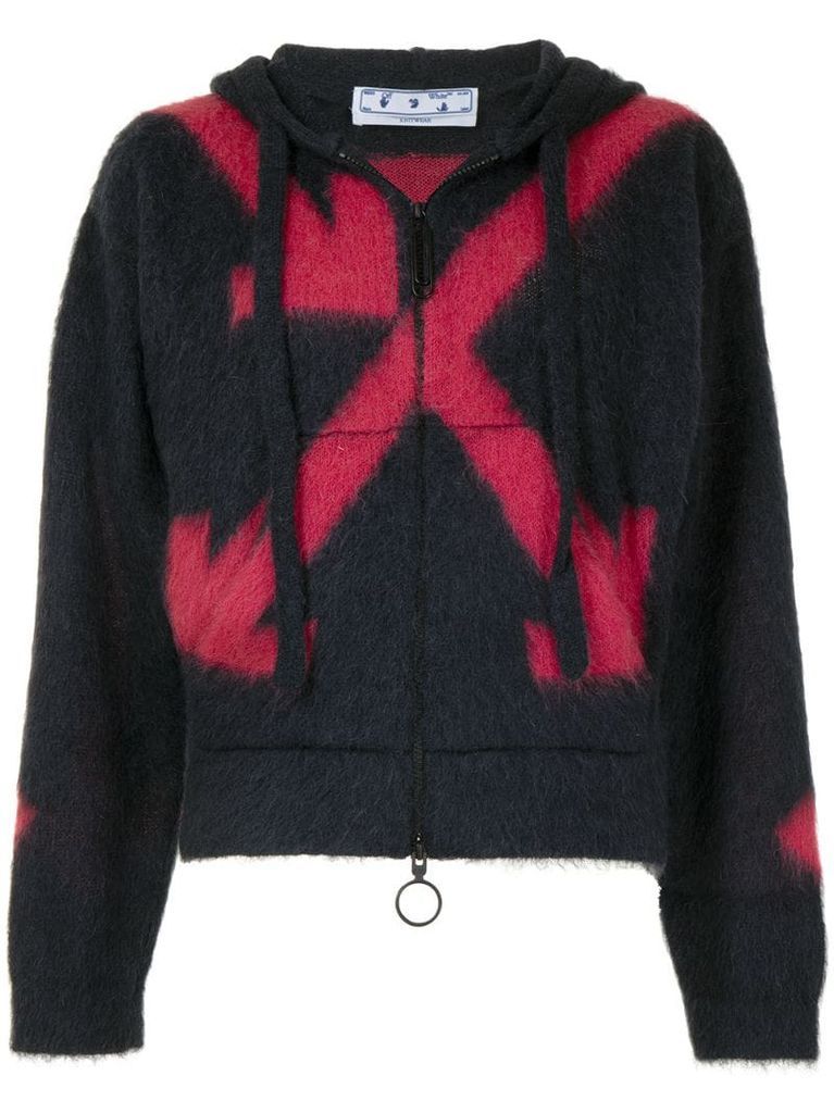 Arrows-motif intarsia knit hoodie