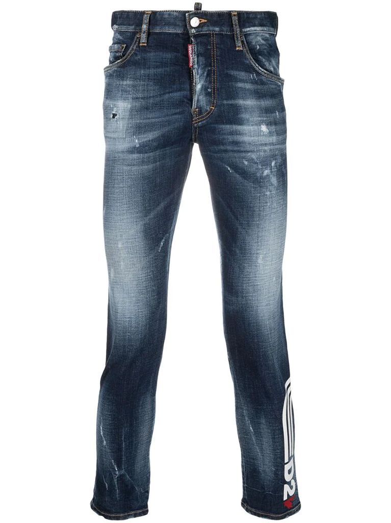 logo-print cropped jeans