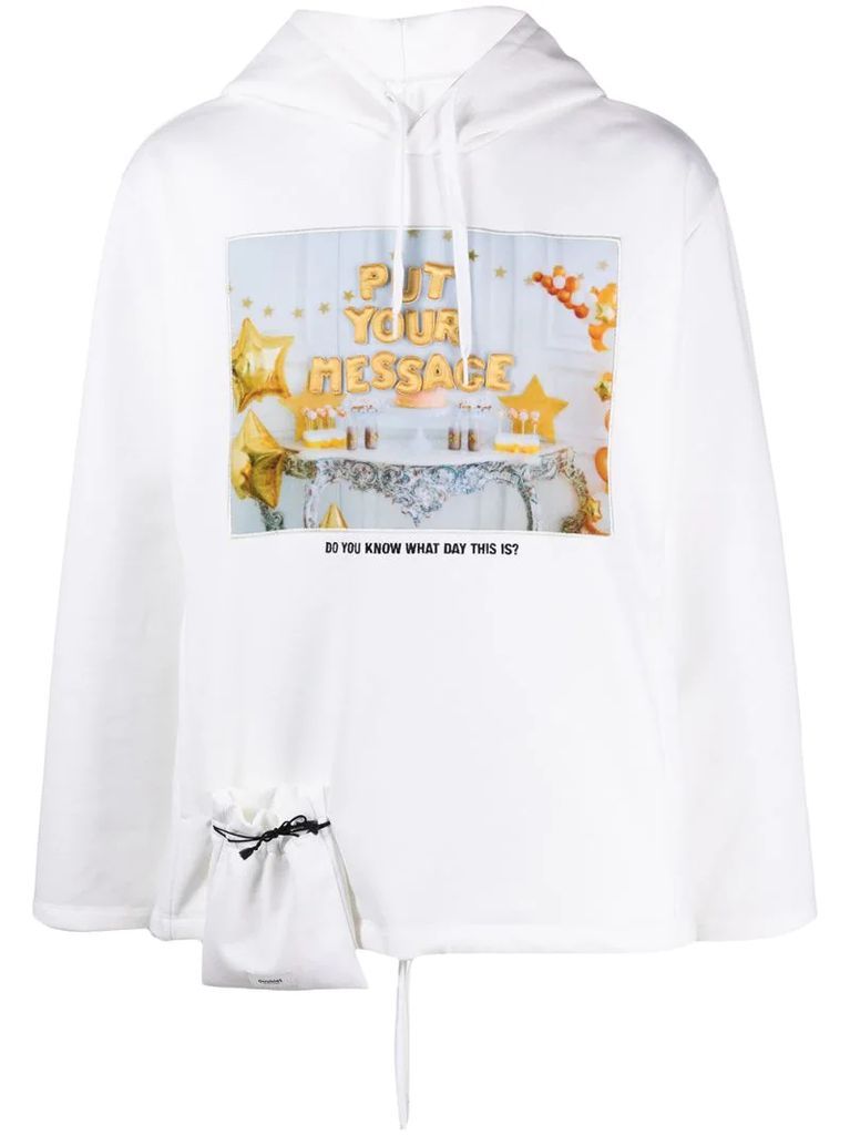 embroidered photo-print hoodie