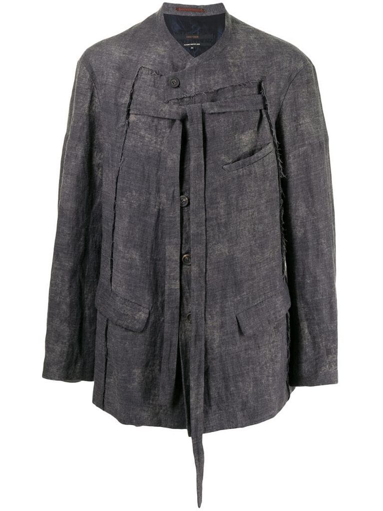 frayed button-up jacket