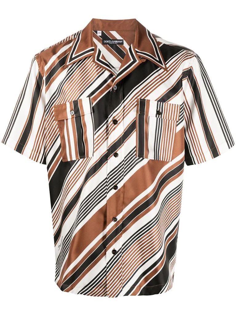 striped buttoned short-sleeve shirt