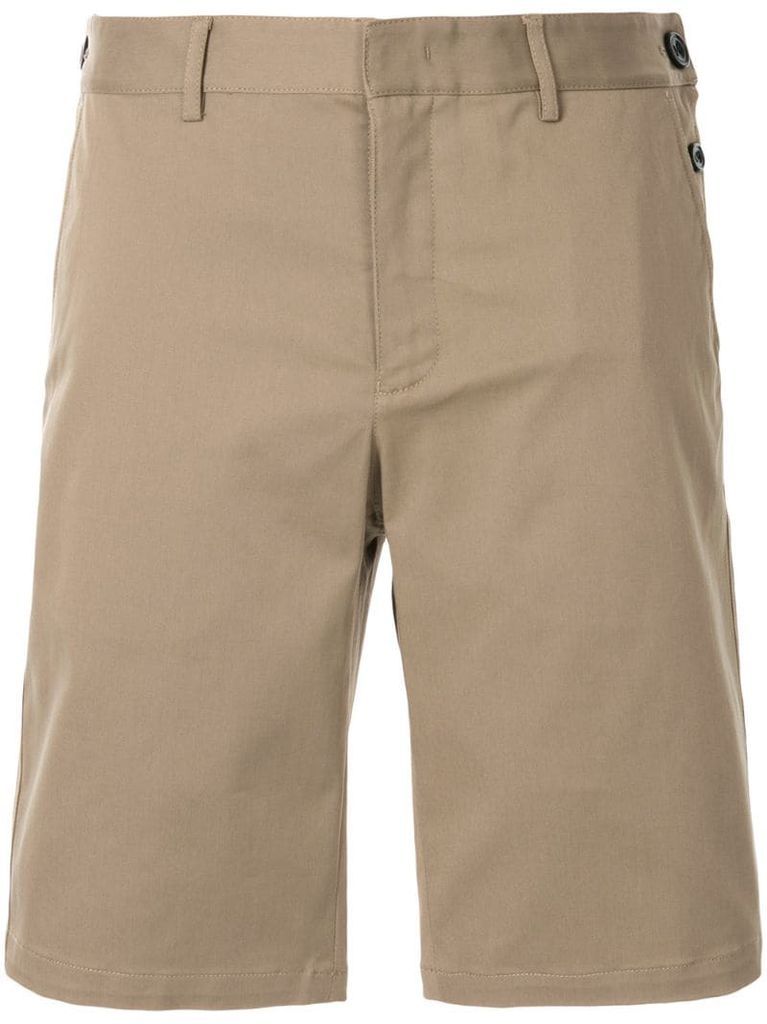 button detail stretch chino shorts