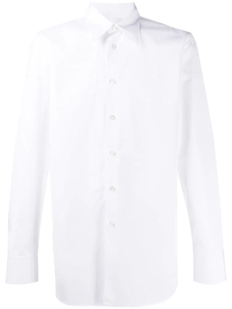 panelled long sleeve cotton shirt