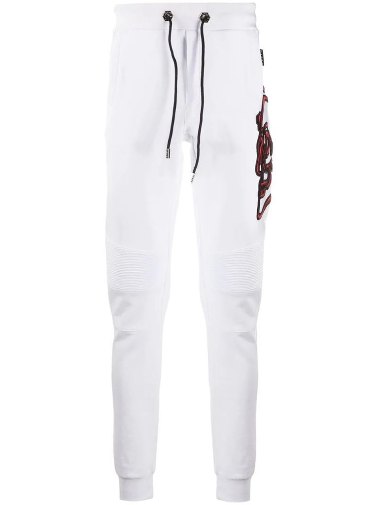 Skull embroidered track pants