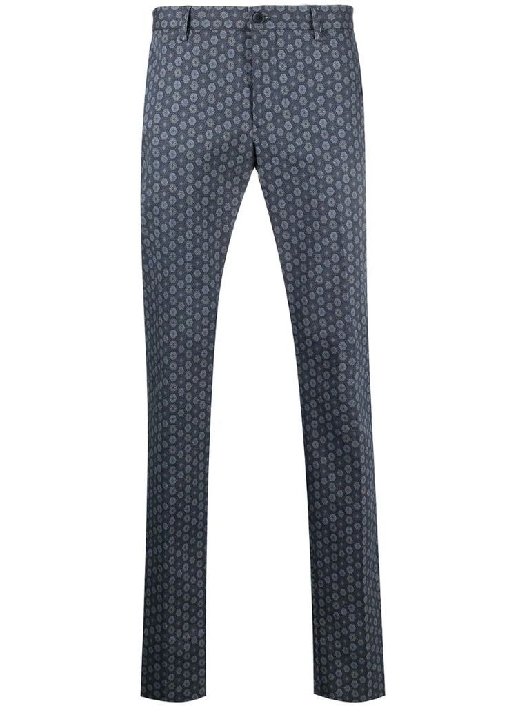 tile-print tailored trousers