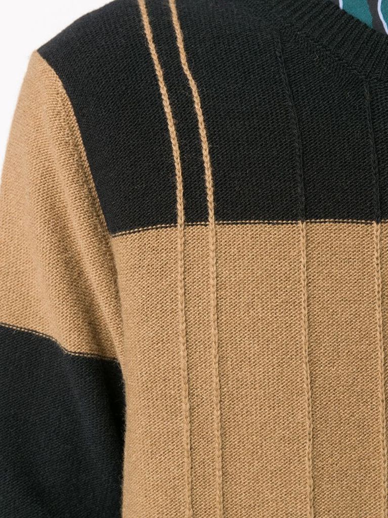 striped rib-trimmed jumper