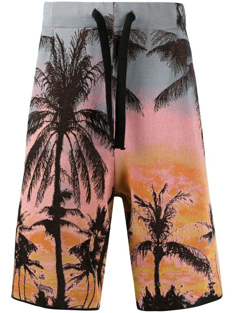 palm tree print Bermuda shorts
