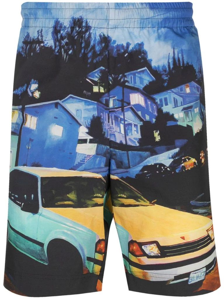 car-print cotton shorts
