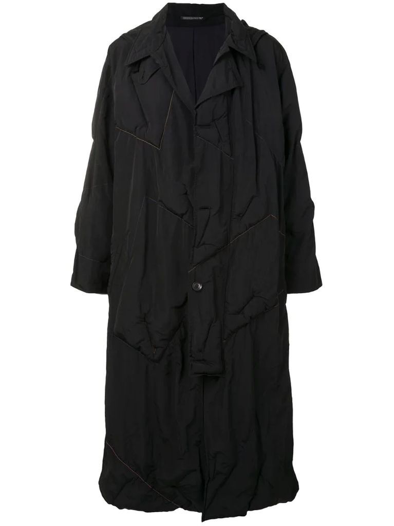 ruched long-sleeve coat