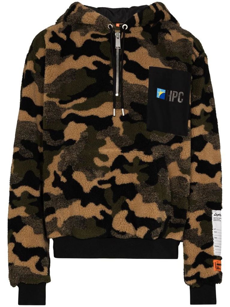 camouflage-print fleece hoodie