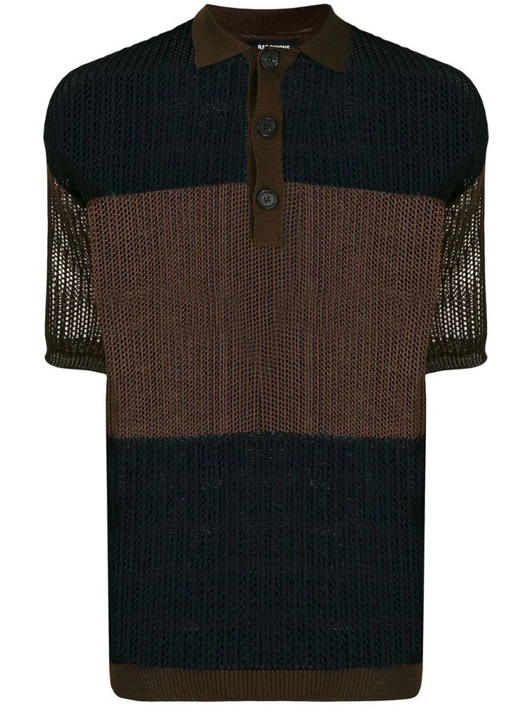 mesh knit polo shirt