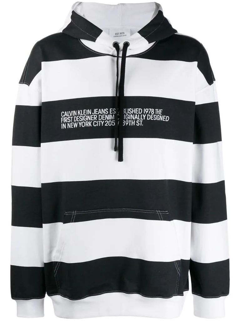 striped logo hoodie