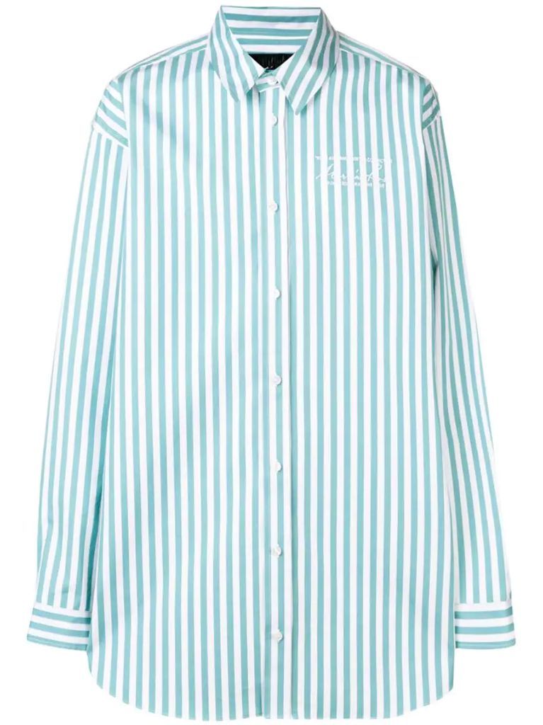 logo embroidered candy stripe shirt