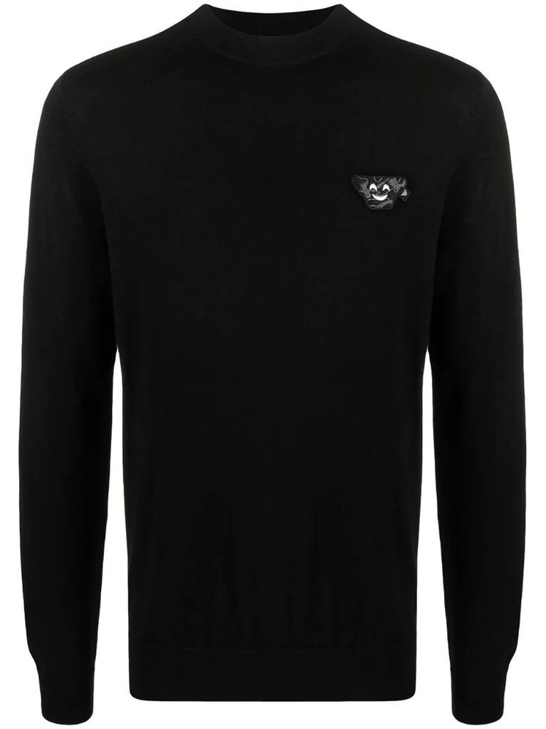 graphic embroidery virgin wool jumper