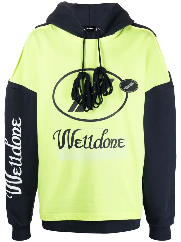 two-tone logo hoodie