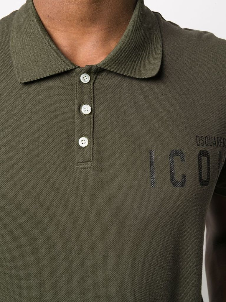 Icon slogan cotton polo shirt