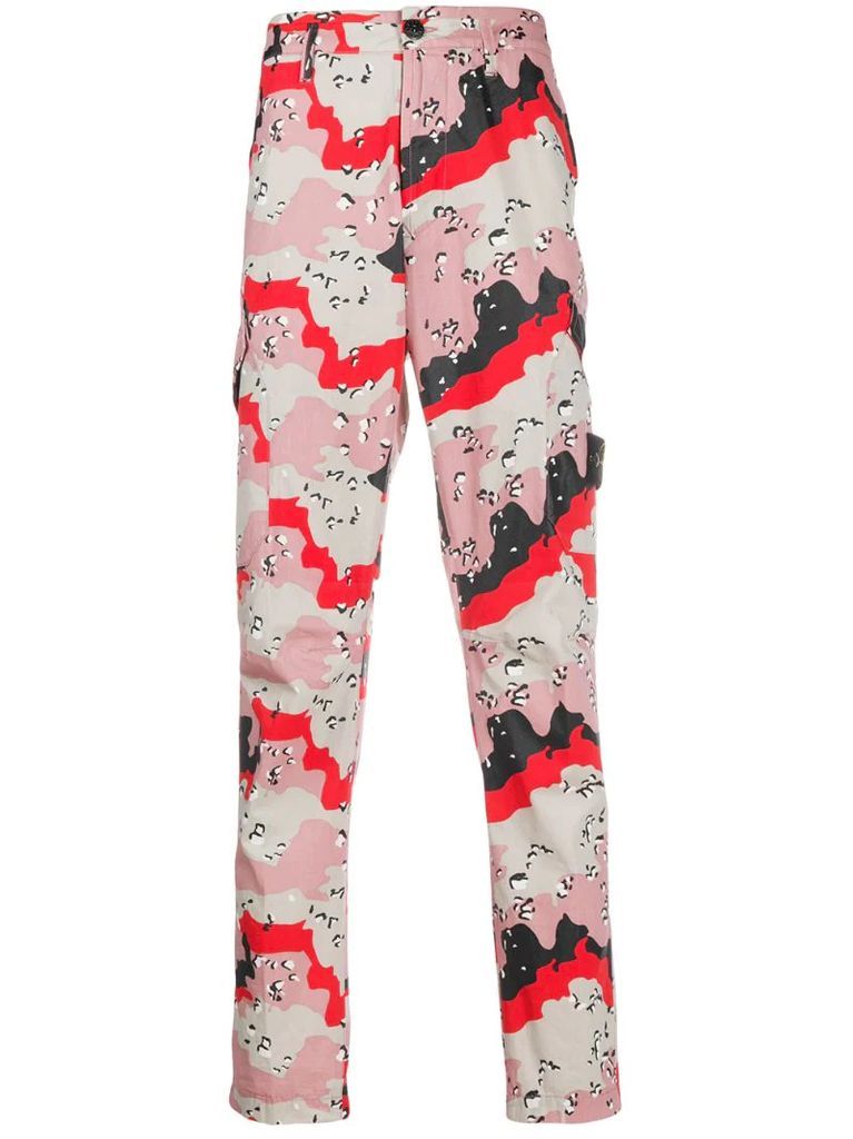 straight leg abstract print trousers