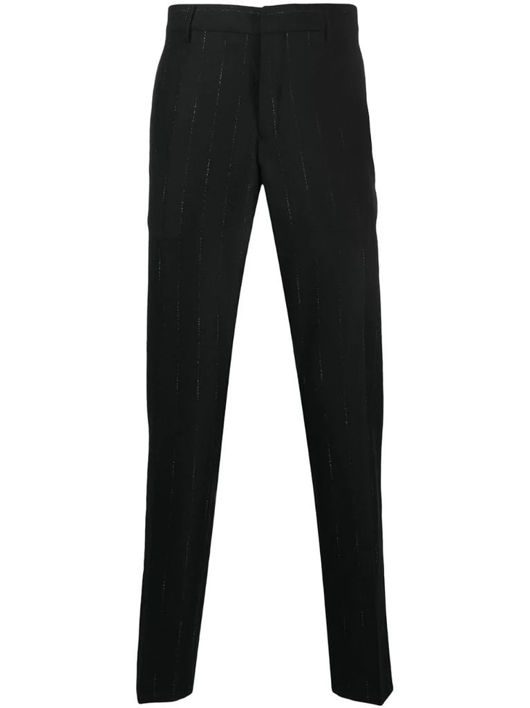 faded pinstripe tailored trousers