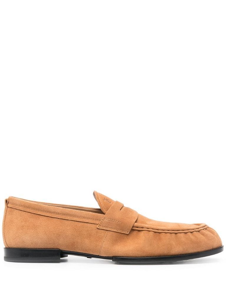 penny slot suede loafers