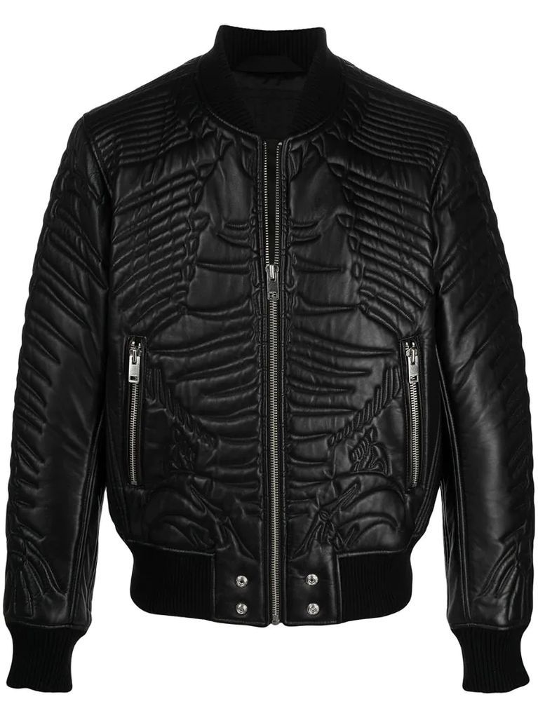 quilted zipped bomber jacket