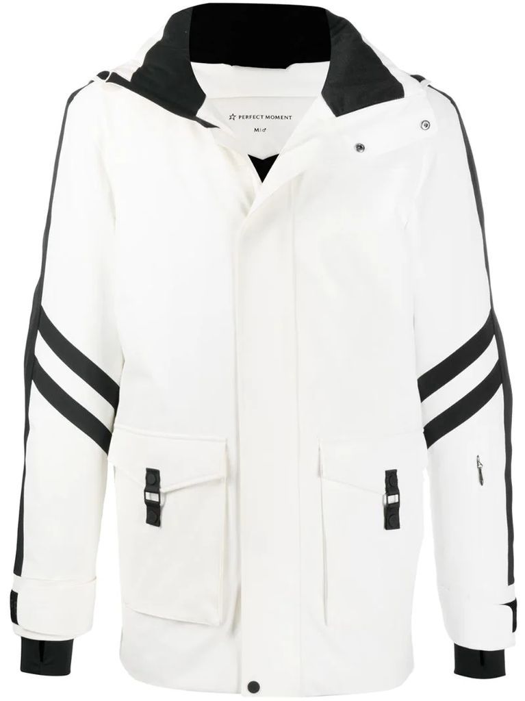 side stripe detail hooded jacket
