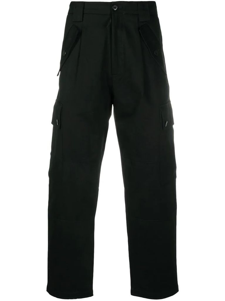 high-rise cropped cargo trousers