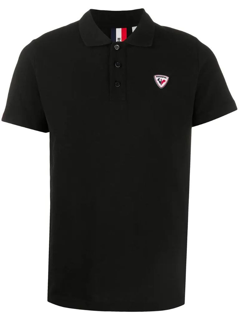logo-patch short sleeved polo shirt