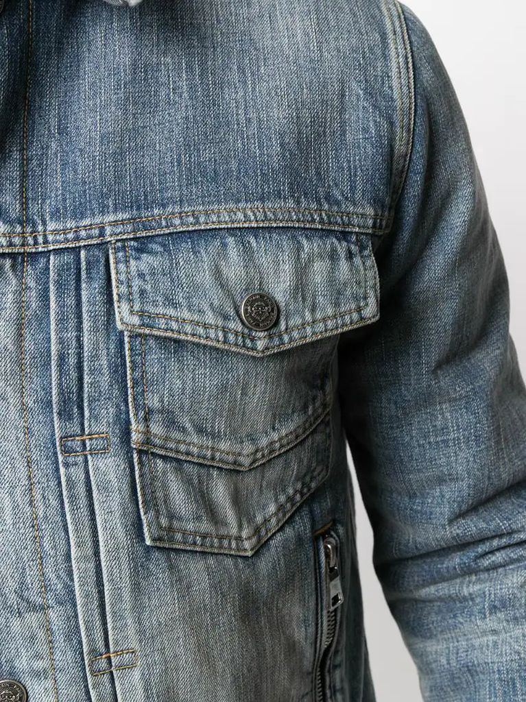 logo-print denim jacket