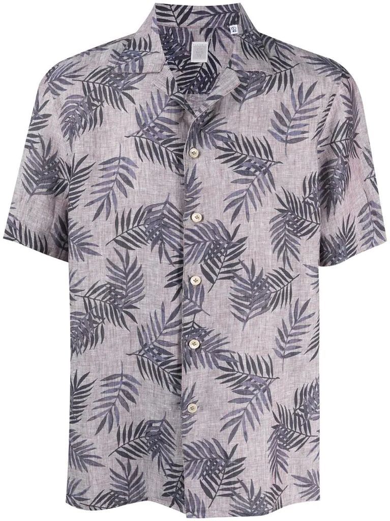leaf print linen shirt