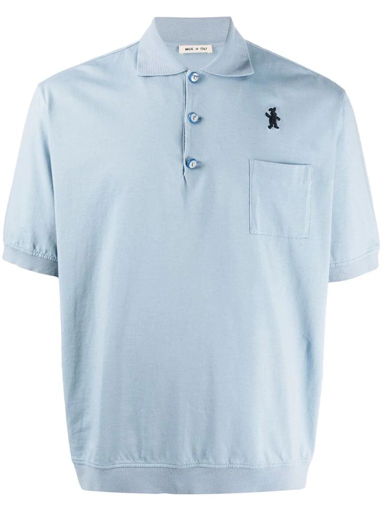 logo-patch ribbed-hem polo shirt
