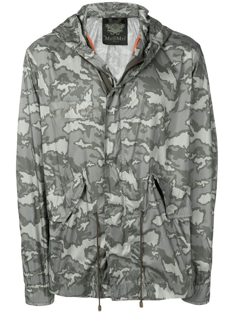 camouflage print raincoat