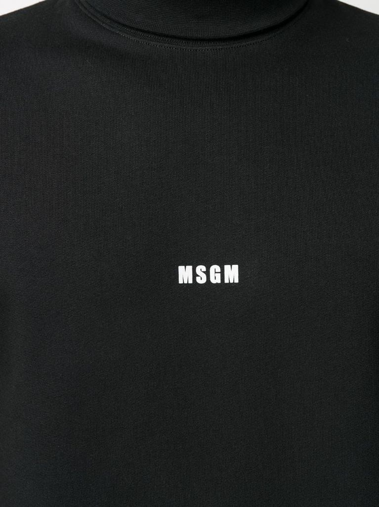 roll-neck logo print sweatshirt