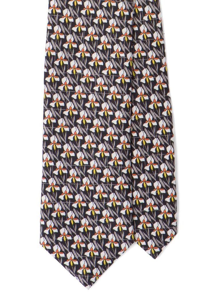 orchid micro-print tie