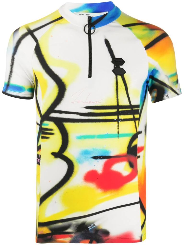 spray print fitted T-shirt