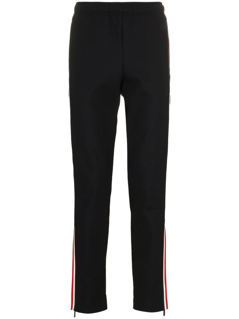 zipped hem stripe trousers