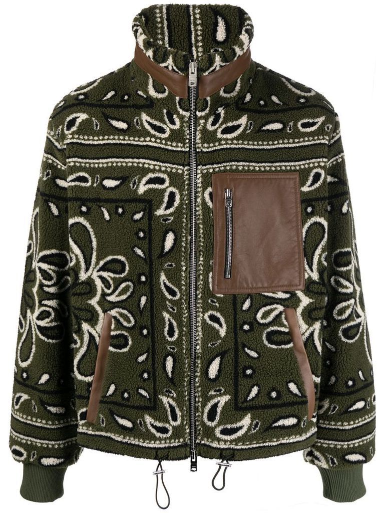 bandana-print fleece jacket