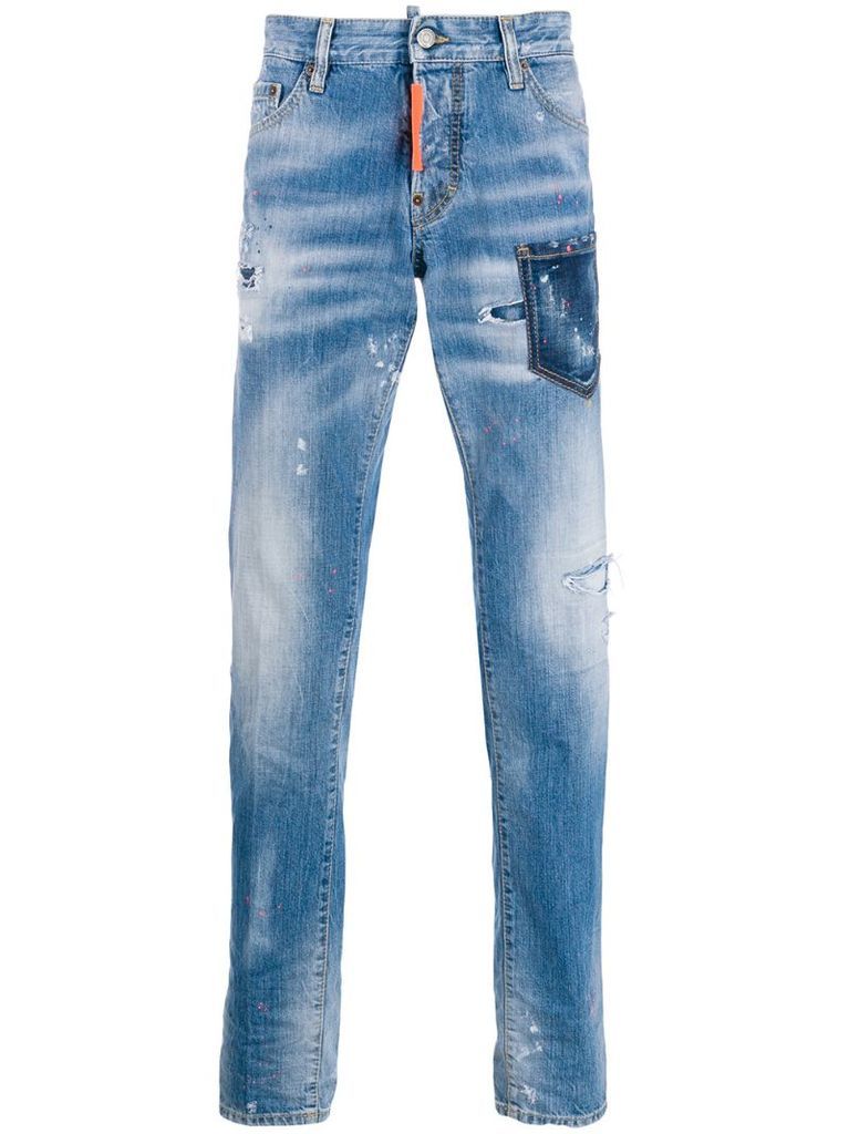 distressed low-rise jeans