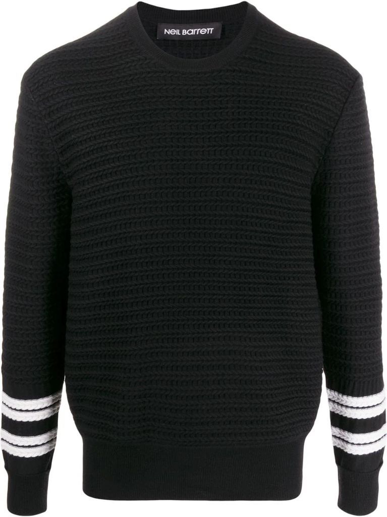 striped detail knitted jumper
