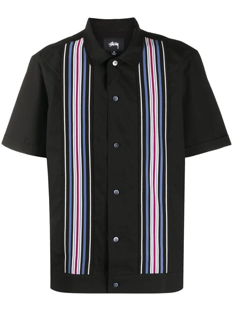 striped-knit short-sleeved shirt