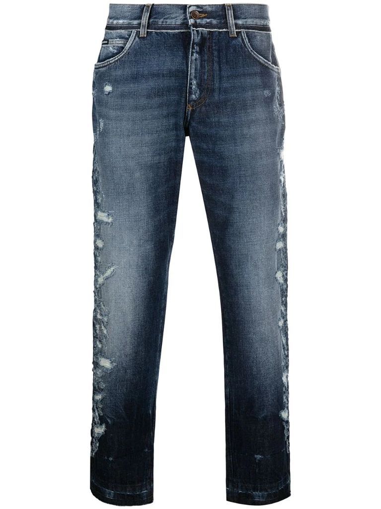 distressed mid-rise jeans